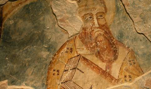 Apostol s knjigom, dio zidne slike u svetištu, 14. - 15. st